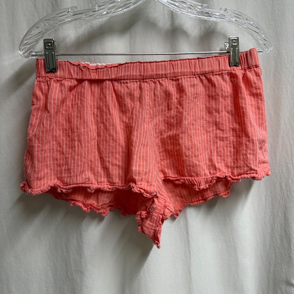 Victorias Secret Dream Angels Coral Pink Striped Cotton Pajama Shorts Small